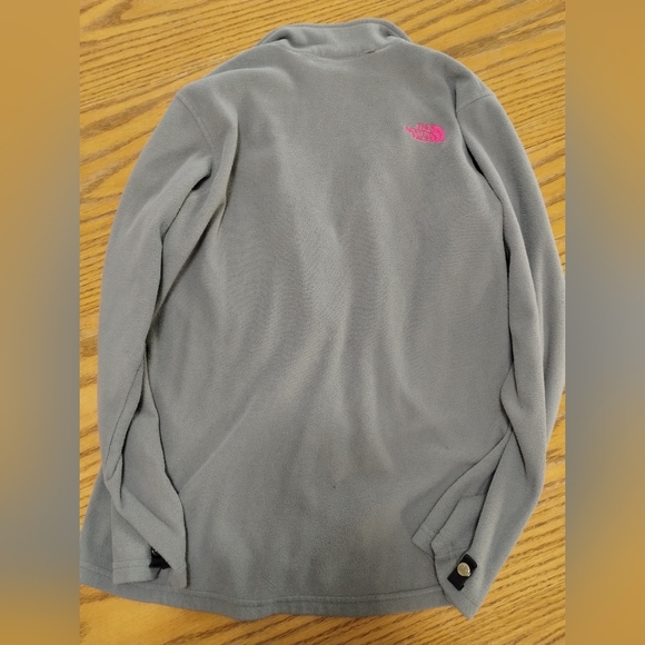 North Face Grey and Pink Fleece Zip Up - Picture 2 of 3